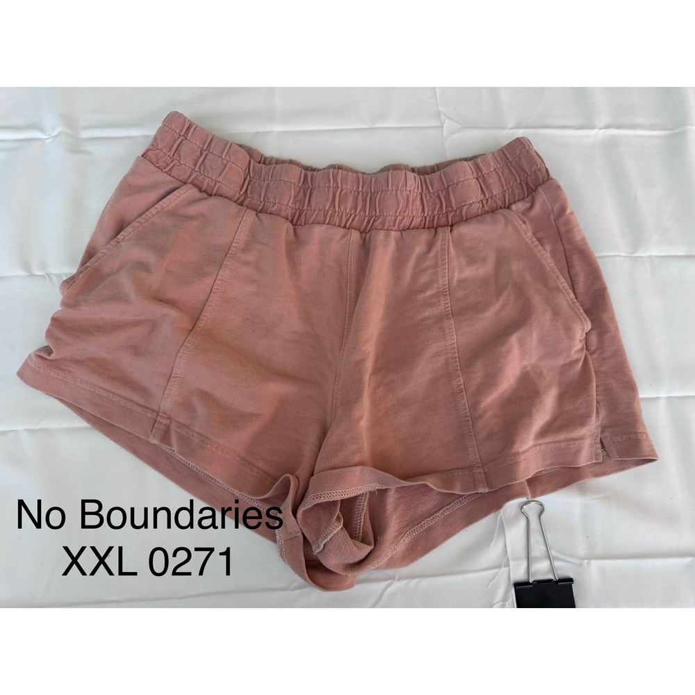 No Boundaries Womens XXL Pink Elastic Waist Lounge Shorts Pockets Casual Sporty